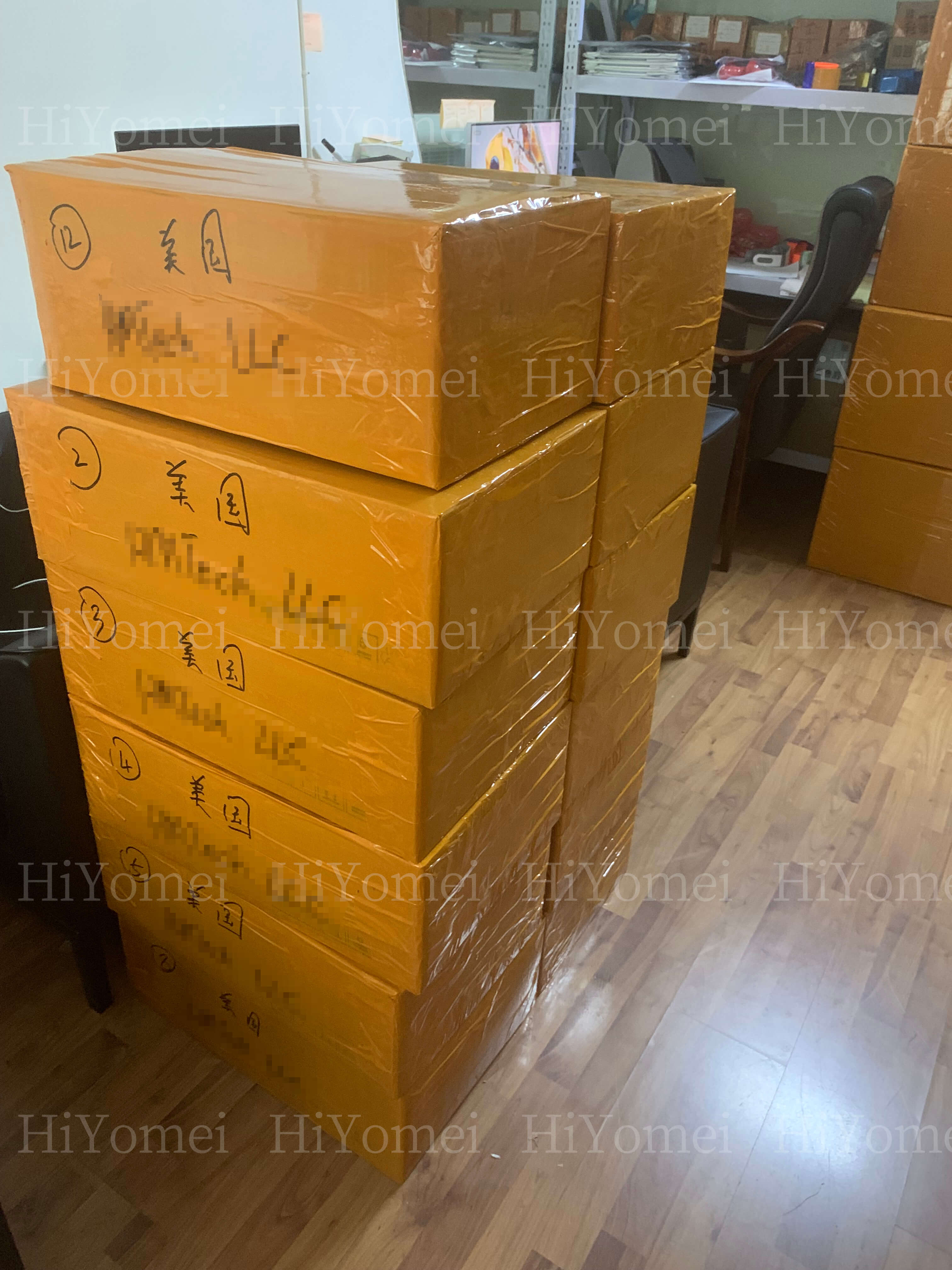 Goods to the United States are marked with shipping marks